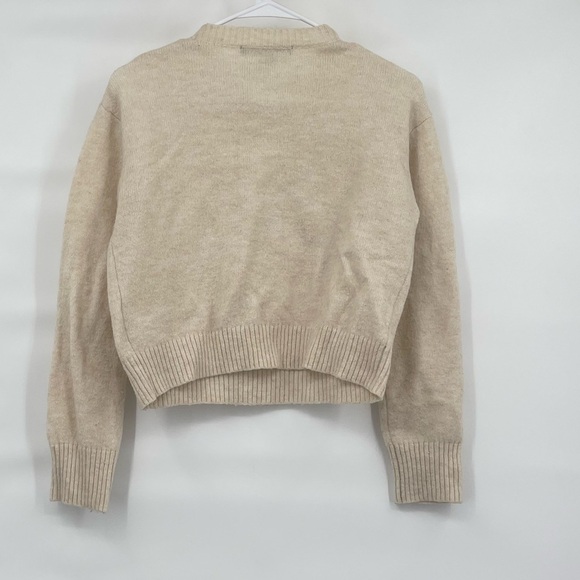 French connection light oatmeal Kesia Crew Neck Cropped Sweater - Picture 2 of 9